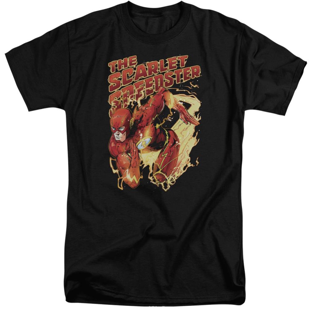 Justice League Of America Scarlet Speedster Men's 18/1 Tall Cotton Short-Sleeve T-Shirt