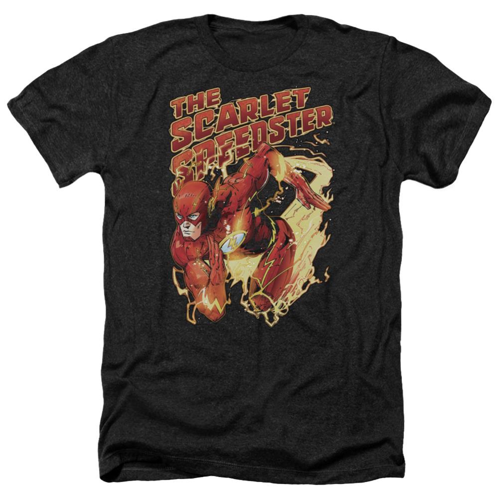 Justice League Of America Scarlet Speedster Men's 30/1 Heather 60 40 Poly Short-Sleeve T-Shirt