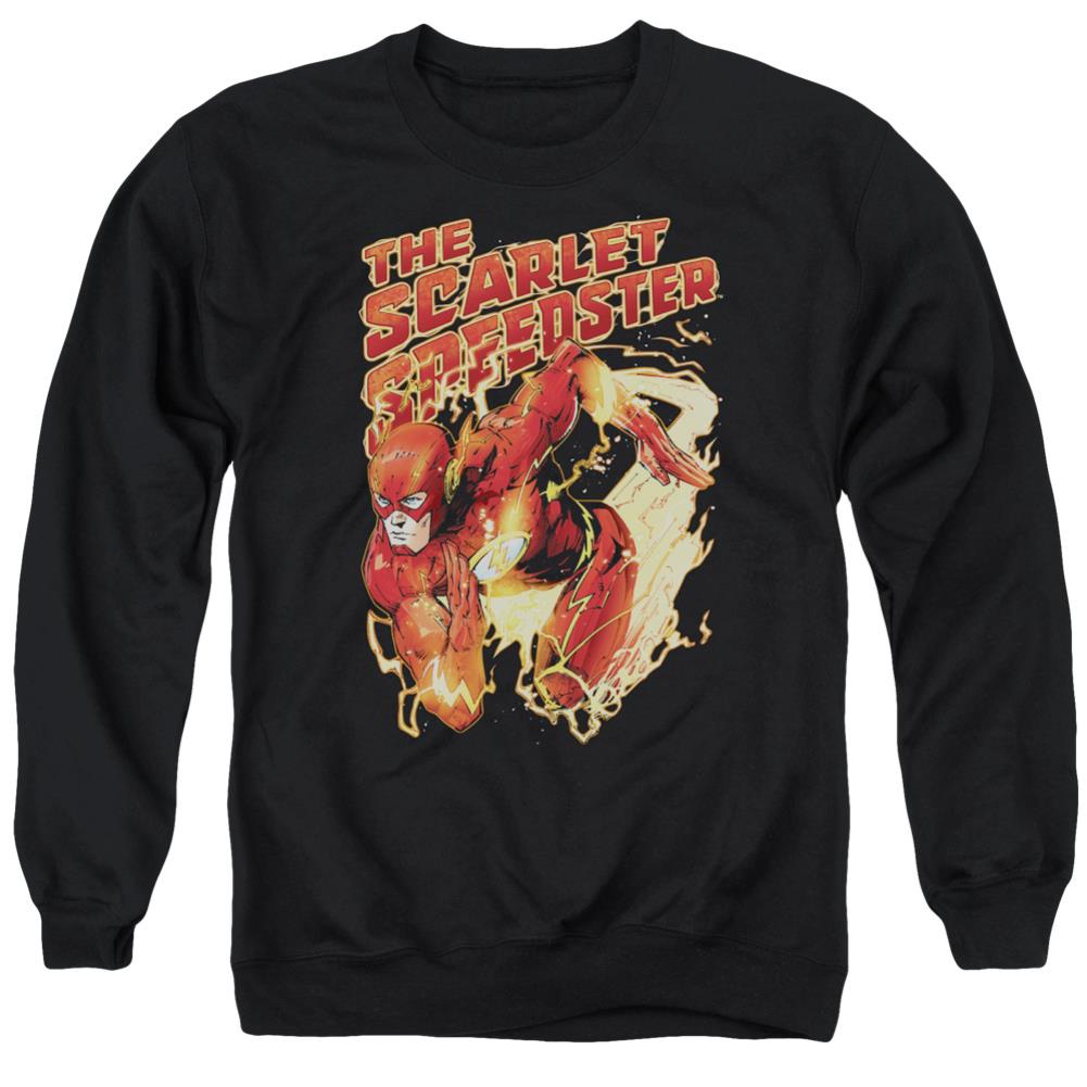 Justice League Of America Scarlet Speedster Men's Crewneck 50 50 Poly Long-Sleeve T-Shirt