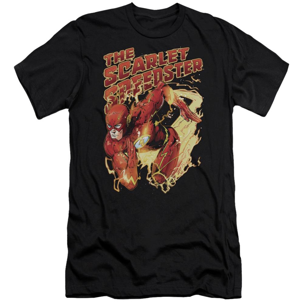 Justice League Of America Scarlet Speedster Men's Ultra-Soft 30/1 Cotton Slim Short-Sleeve T-Shirt