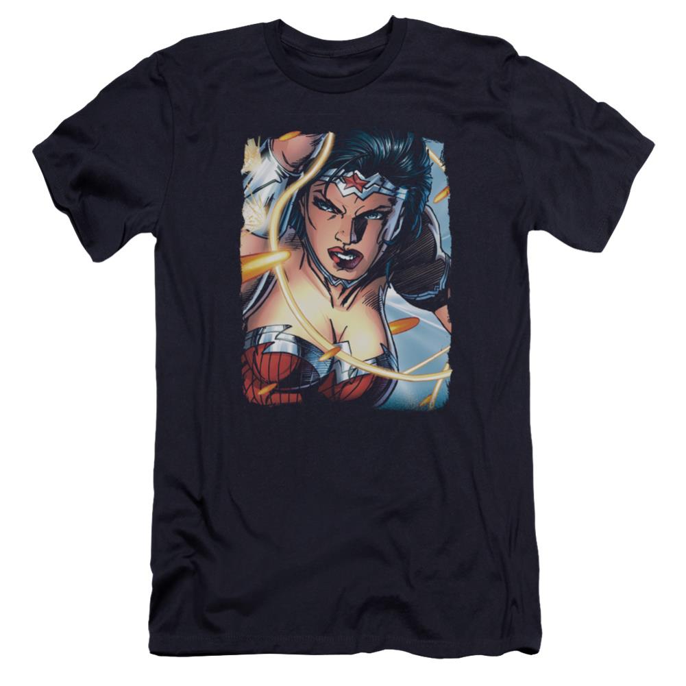 Justice League Of America Scowl Men's Ultra-Soft 30/1 Cotton Slim Short-Sleeve T-Shirt