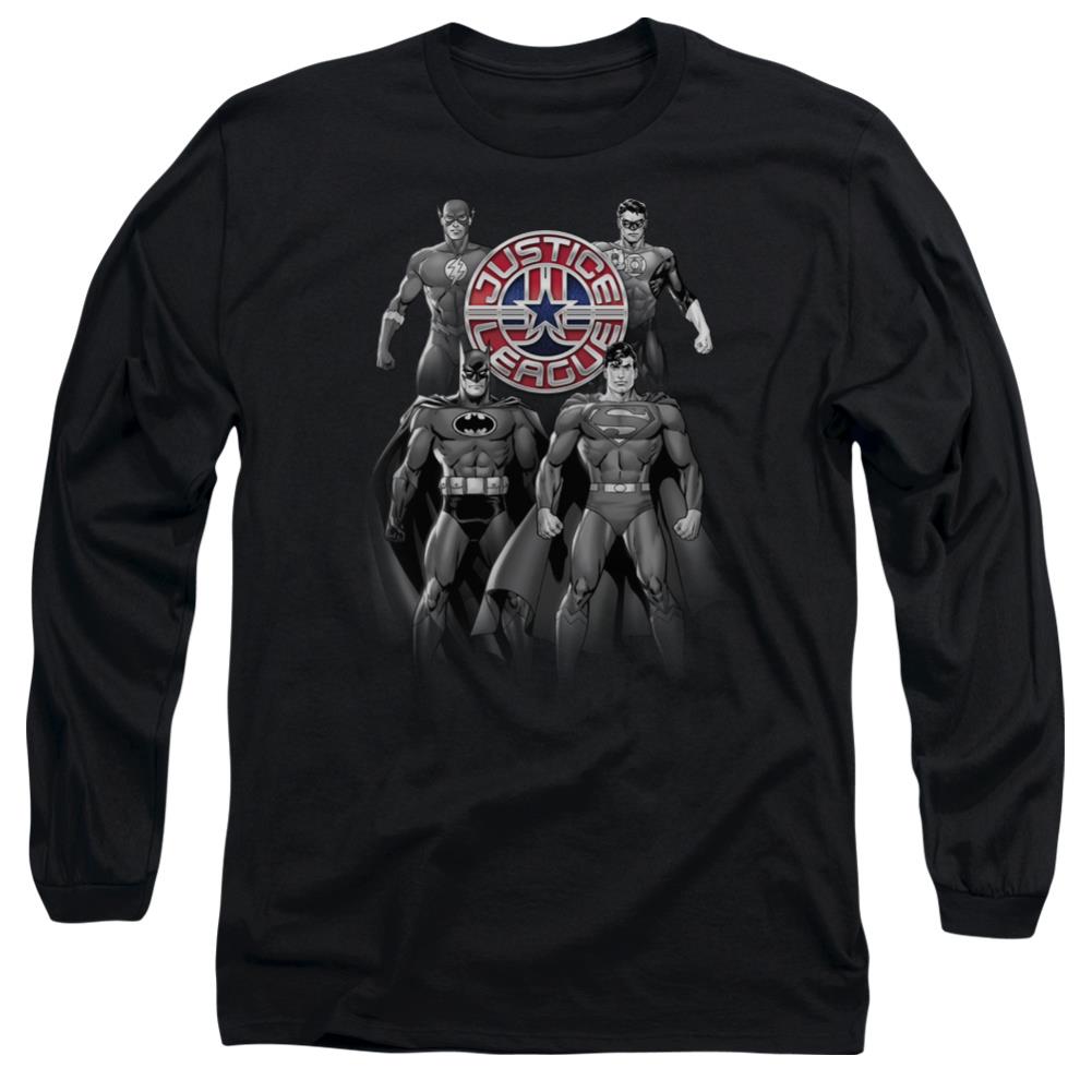 Justice League Of America Shades Of Gray Men's 18/1 Cotton Long-Sleeve T-Shirt