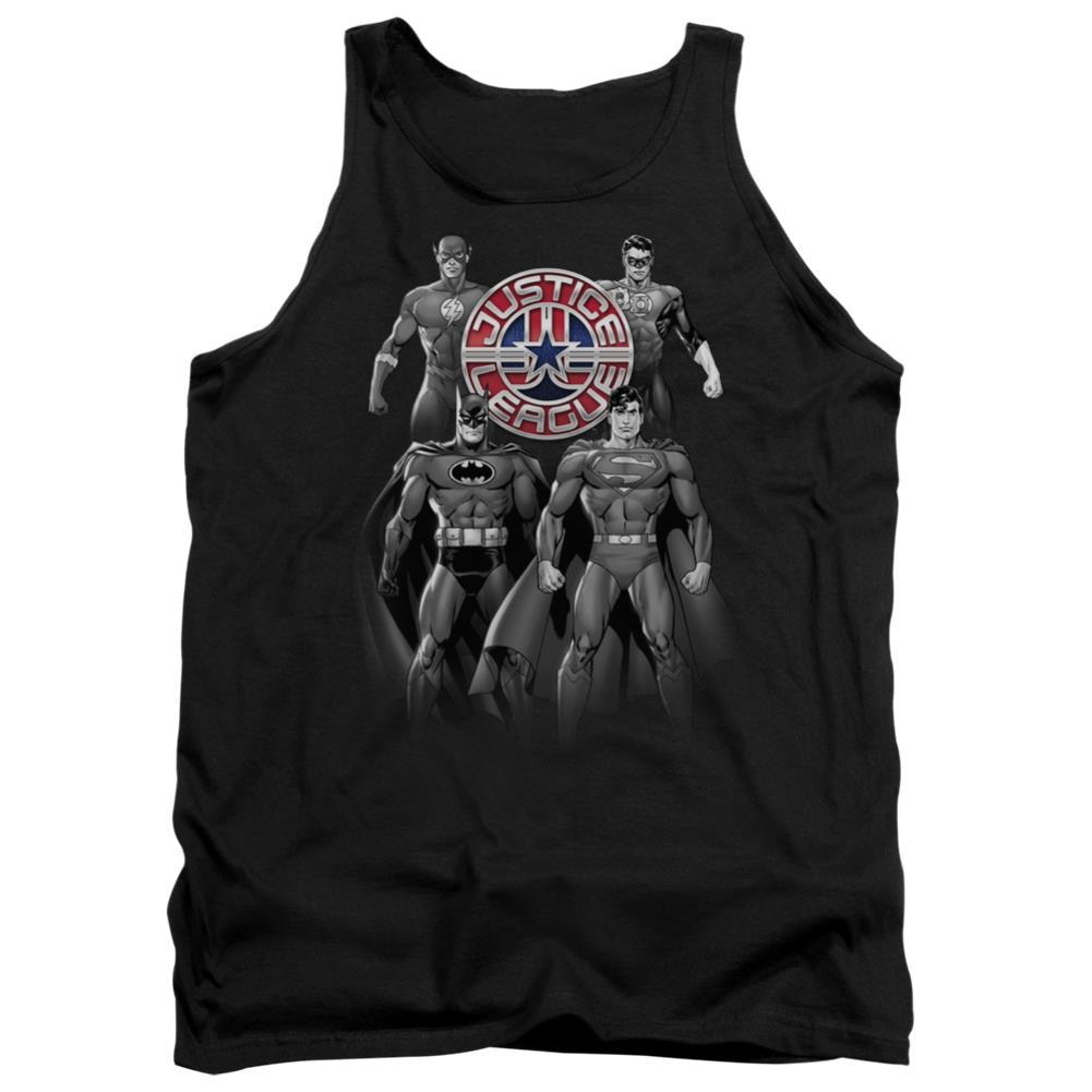 Justice League Of America Shades Of Gray Men's 18/1 Cotton Tank Top