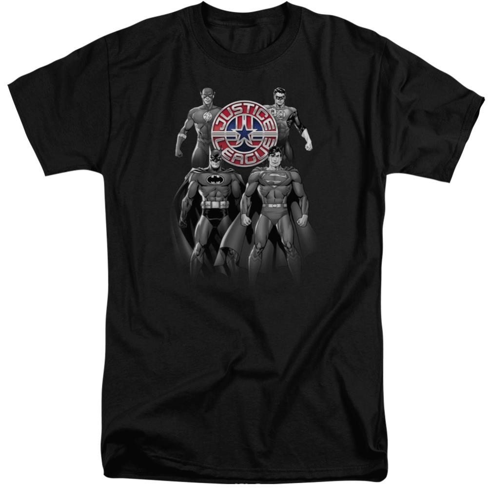 Justice League Of America Shades Of Gray Men's 18/1 Tall Cotton Short-Sleeve T-Shirt