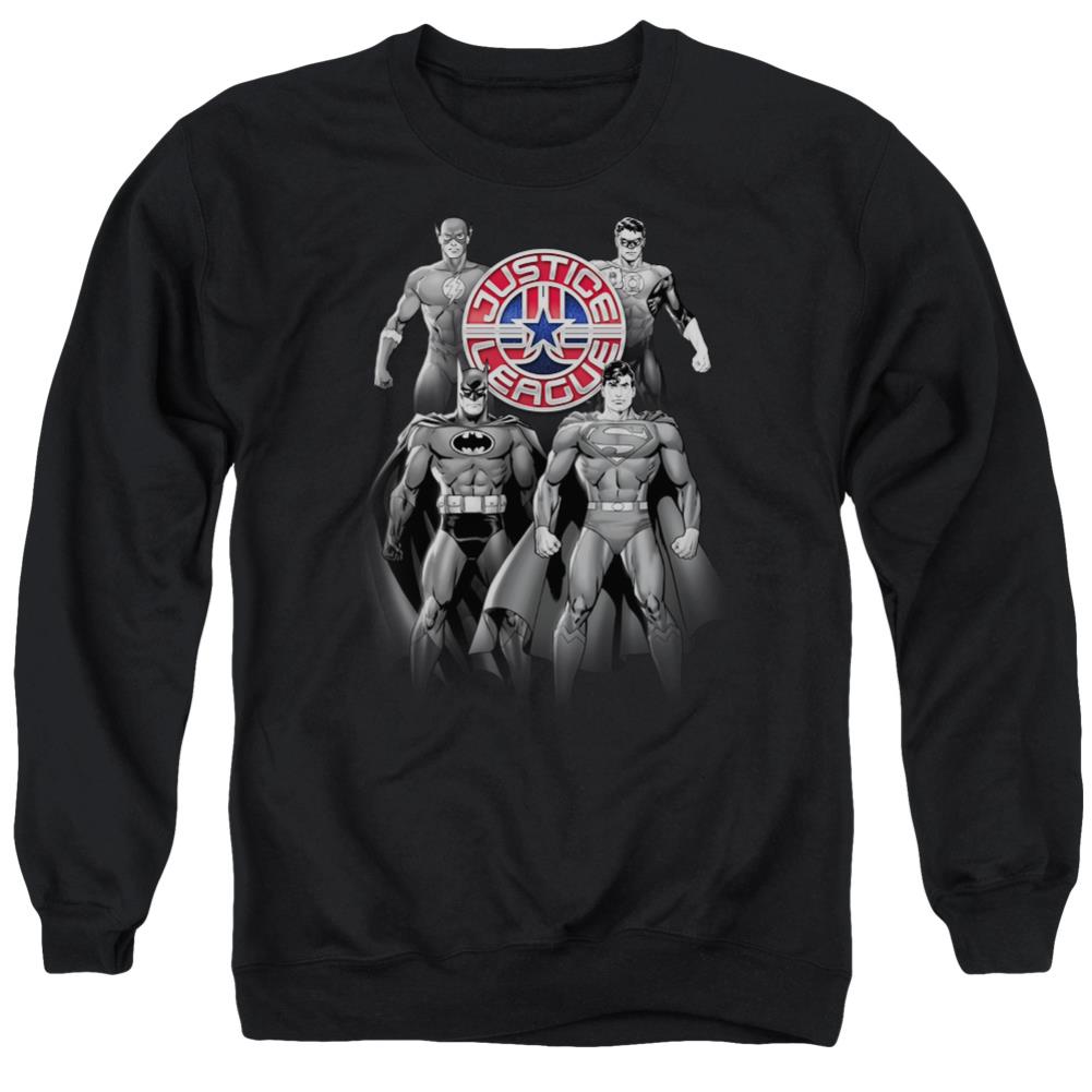 Justice League Of America Shades Of Gray Men's Crewneck 50 50 Poly Long-Sleeve T-Shirt