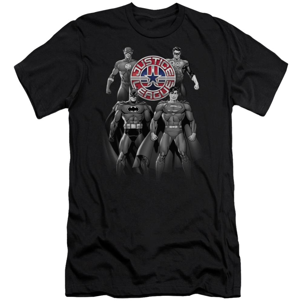 Justice League Of America Shades Of Gray Men's Ultra-Soft 30/1 Cotton Slim Short-Sleeve T-Shirt
