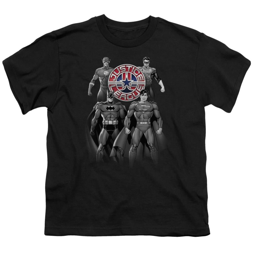 Justice League Of America Shades Of Gray Youth 18/1 100% Cotton Short-Sleeve T-Shirt