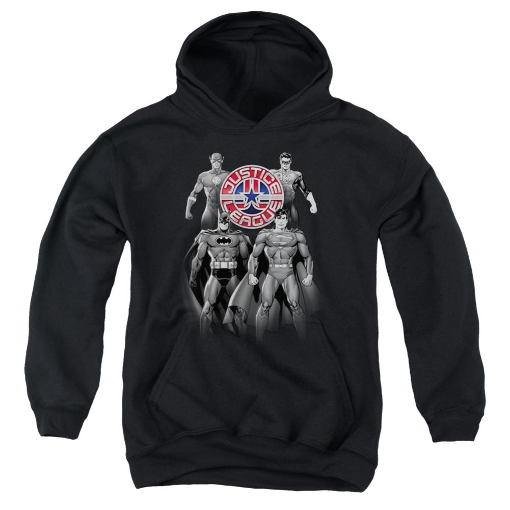 Justice League Of America Shades Of Gray Youth Cotton Poly Pull-Over Hoodie