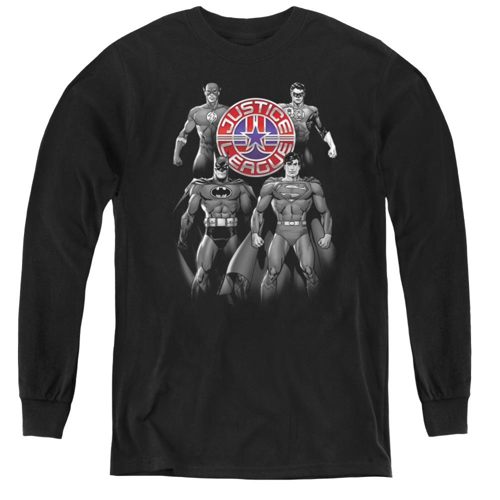 Justice League Of America Shades Of Gray Youth Long-Sleeve T-Shirt