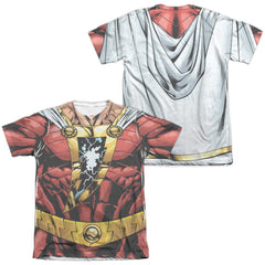 Justice League Of America Shazam Uniform (Front/Back Print) Men's Regular Fit Poly Cotton Short-Sleeve T-Shirt