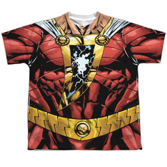 Justice League Of America Shazam Uniform Youth Regular Fit Poly Short-Sleeve T-Shirt