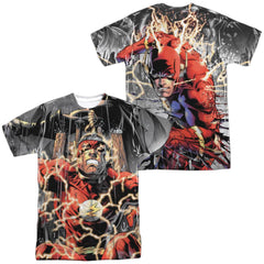 Justice League Of America Shock Therapy (Front/Back Print) Men's Regular Fit Polyester Short-Sleeve T-Shirt