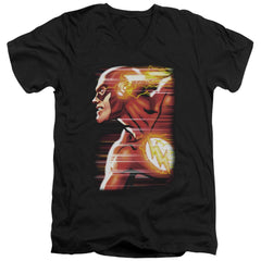 Justice League Of America Speed Head Men's 30/1 Cotton Slim V-Neck T-Shirt