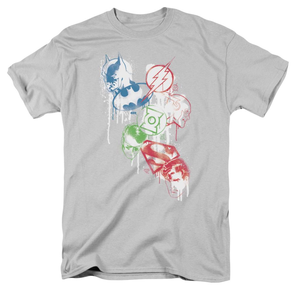 Justice League Of America Splatter Icons Men's 18/1 Cotton Short-Sleeve T-Shirt