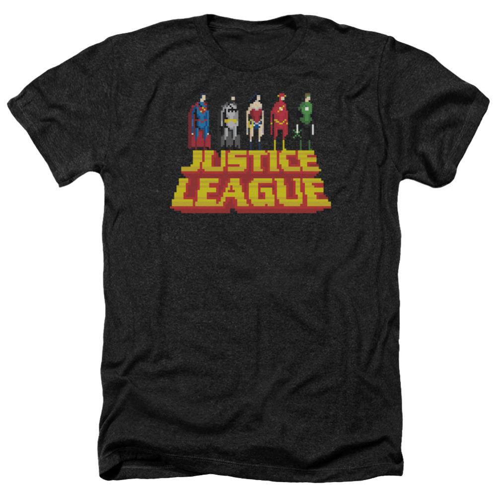 Justice League Of America Standing Above Men's 30/1 Heather 60 40 Poly Short-Sleeve T-Shirt