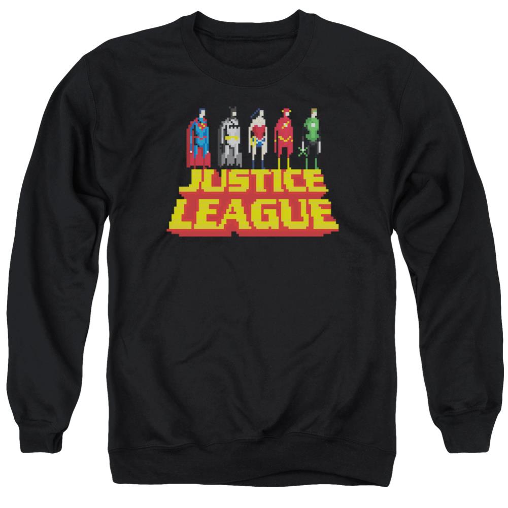 Justice League Of America Standing Above Men's Crewneck 50 50 Poly Long-Sleeve T-Shirt