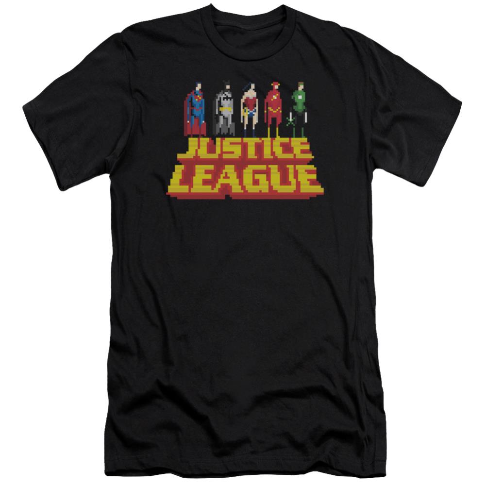 Justice League Of America Standing Above Men's Ultra-Soft 30/1 Cotton Slim Short-Sleeve T-Shirt