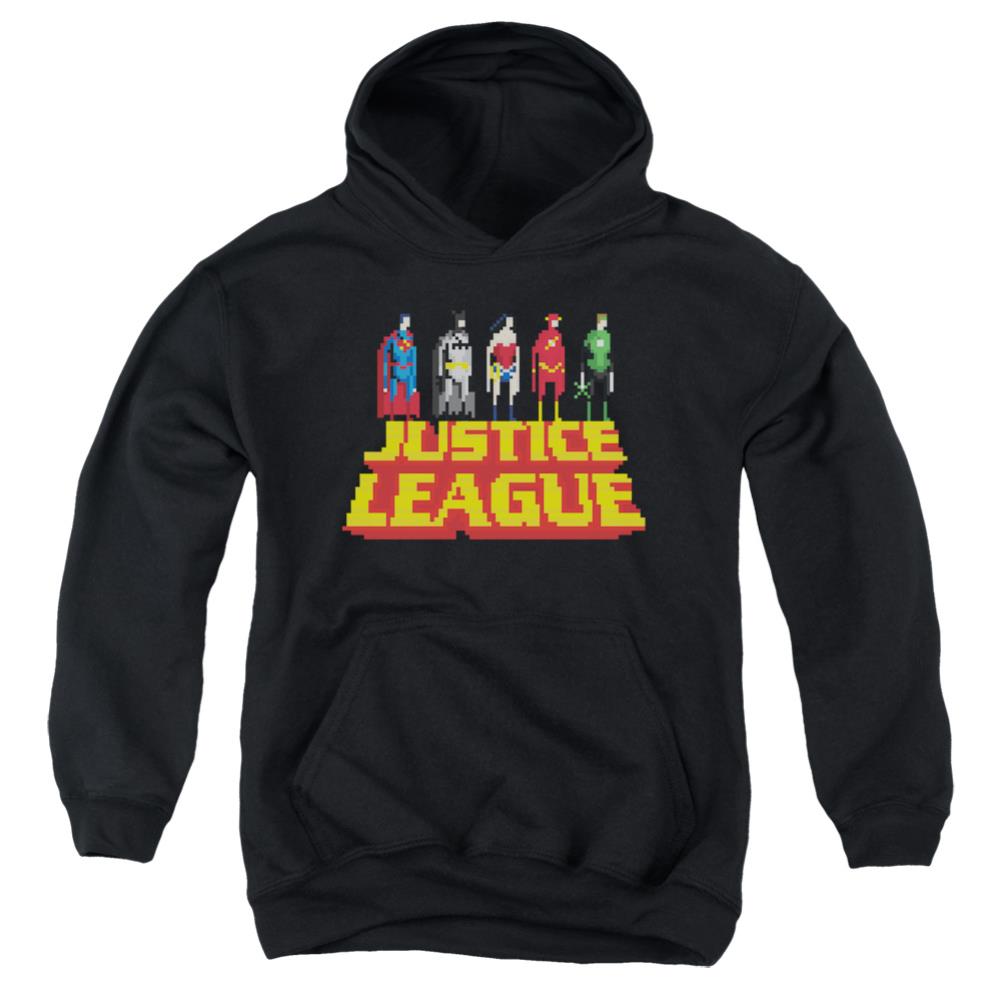 Justice League Of America Standing Above Youth Cotton Poly Pull-Over Hoodie