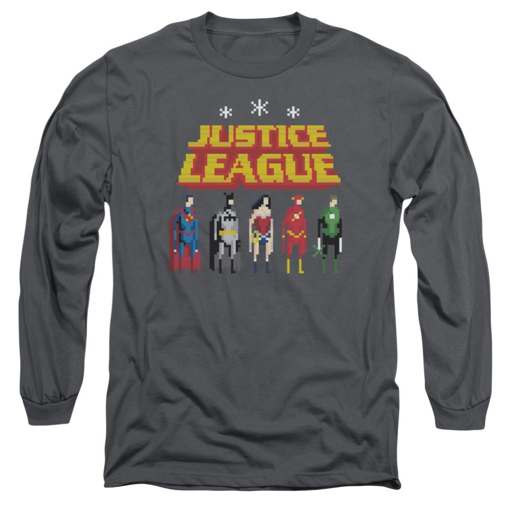 Justice League Of America Standing Below Men's 18/1 Cotton Long-Sleeve T-Shirt