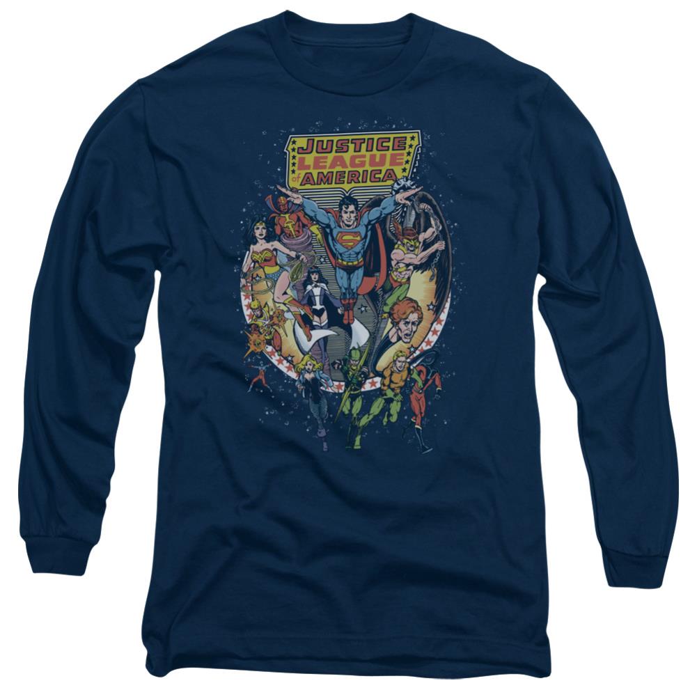 Justice League Of America Star Group Men's 18/1 Cotton Long-Sleeve T-Shirt