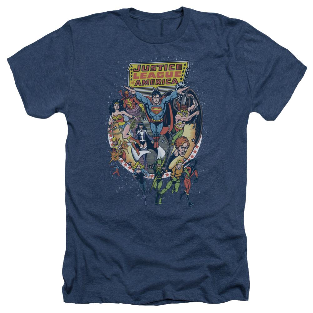 Justice League Of America Star Group Men's 30/1 Heather 60 40 Poly Short-Sleeve T-Shirt
