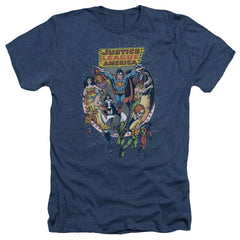 Justice League Of America Star Group Men's 30/1 Heather 60 40 Poly Short-Sleeve T-Shirt