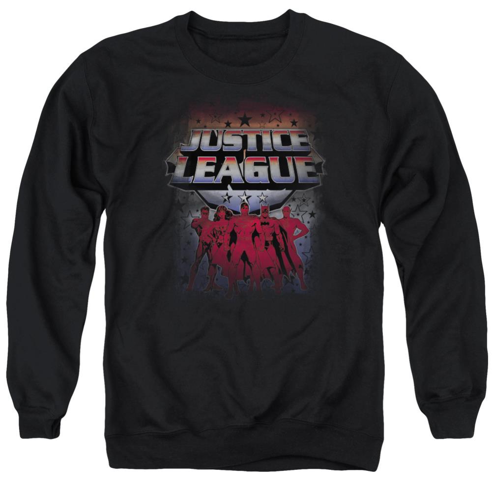 Justice League Of America Star League Men's Crewneck 50 50 Poly Long-Sleeve T-Shirt