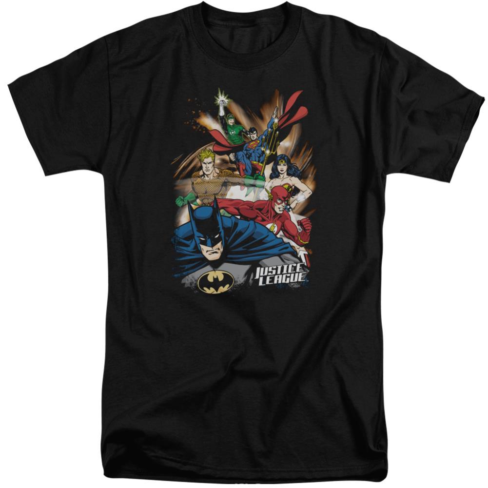 Justice League Of America Starburst Men's 18/1 Tall Cotton Short-Sleeve T-Shirt