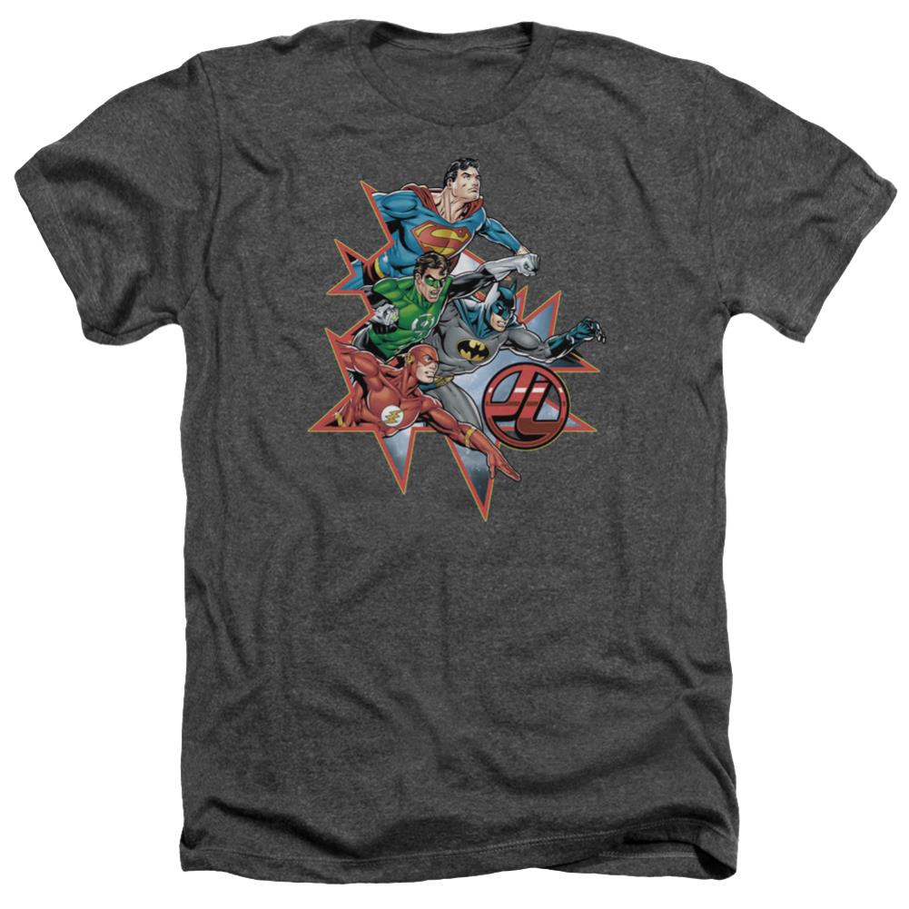 Justice League Of America Starburst Men's 30/1 Heather 60 40 Poly Short-Sleeve T-Shirt