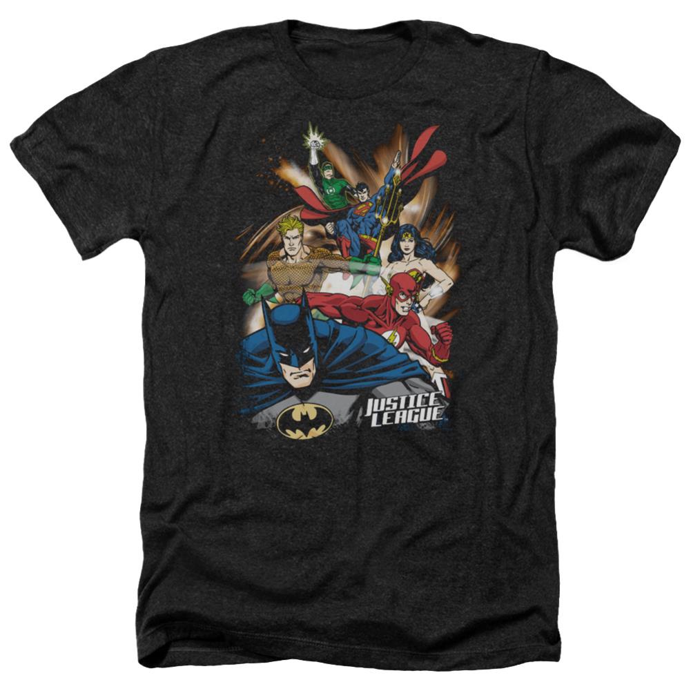 Justice League Of America Starburst Men's 30/1 Heather 60 40 Poly Short-Sleeve T-Shirt