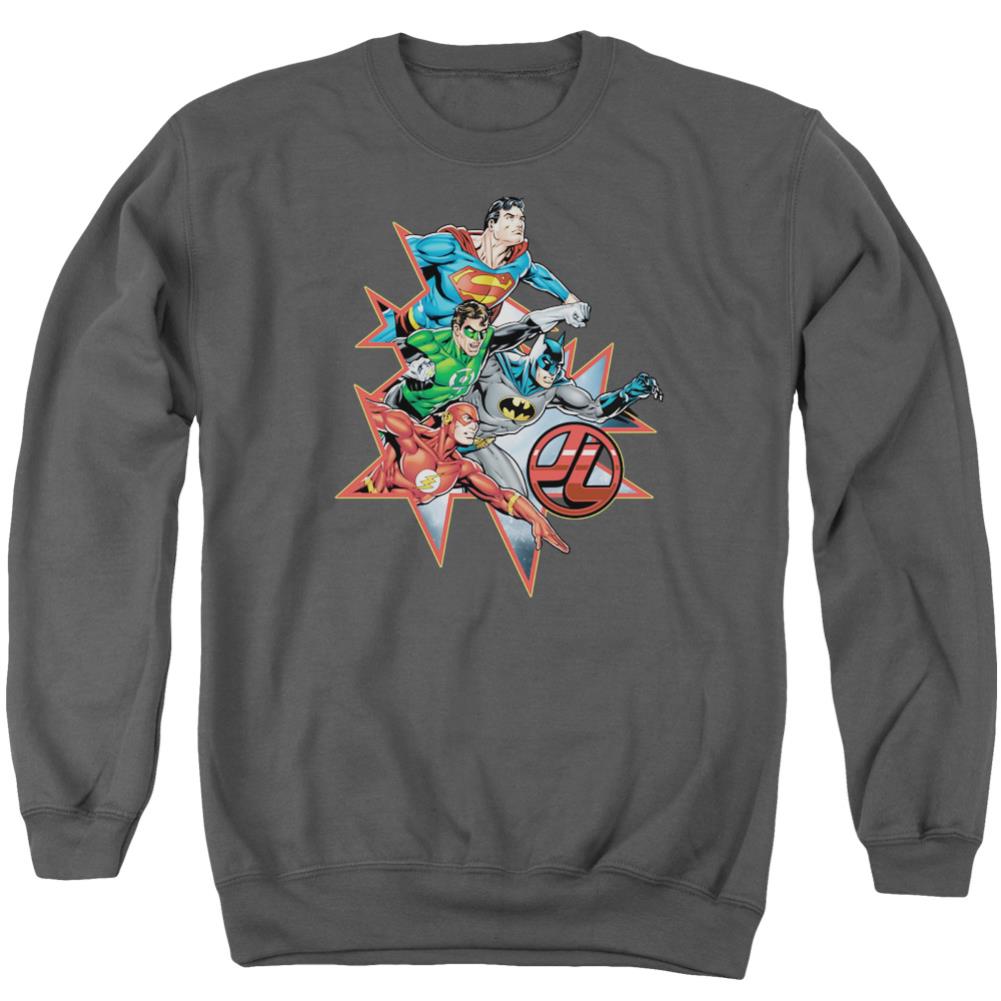 Justice League Of America Starburst Men's Crewneck 50 50 Poly Long-Sleeve T-Shirt