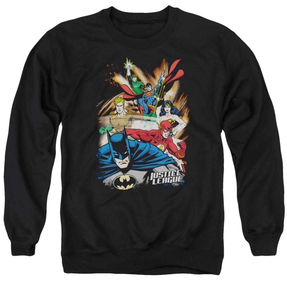 Justice League Of America Starburst Men's Crewneck 50 50 Poly Long-Sleeve T-Shirt