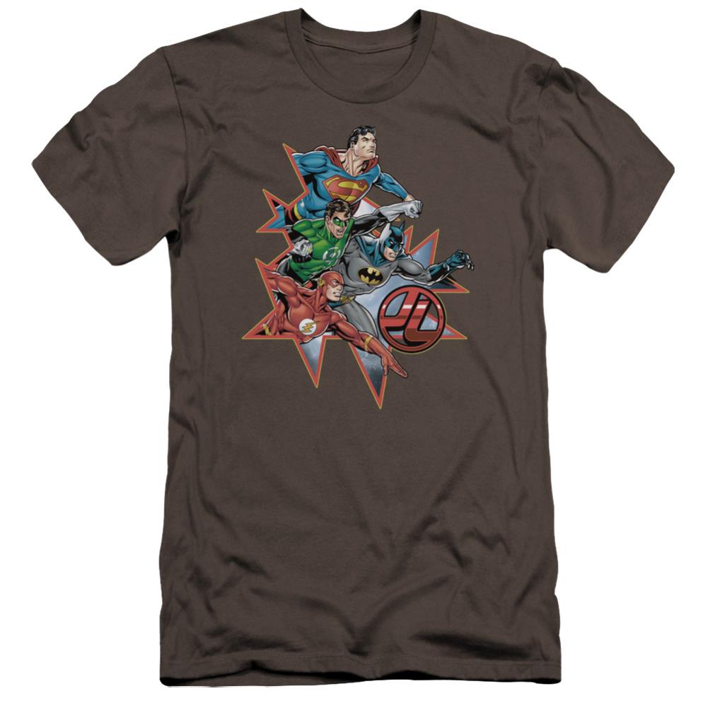 Justice League Of America Starburst Men's Ultra-Soft 30/1 Cotton Slim Short-Sleeve T-Shirt