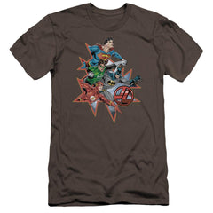 Justice League Of America Starburst Men's Ultra-Soft 30/1 Cotton Slim Short-Sleeve T-Shirt