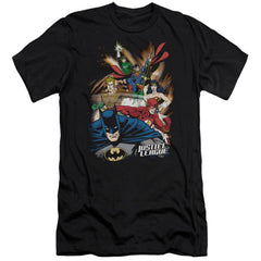 Justice League Of America Starburst Men's Ultra-Soft 30/1 Cotton Slim Short-Sleeve T-Shirt