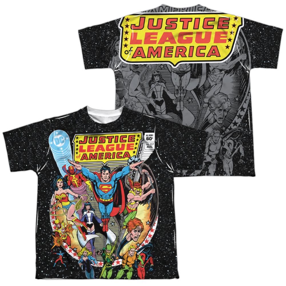 Justice League Of America Stars (Front/Back Print) Youth Regular Fit Poly Short-Sleeve T-Shirt