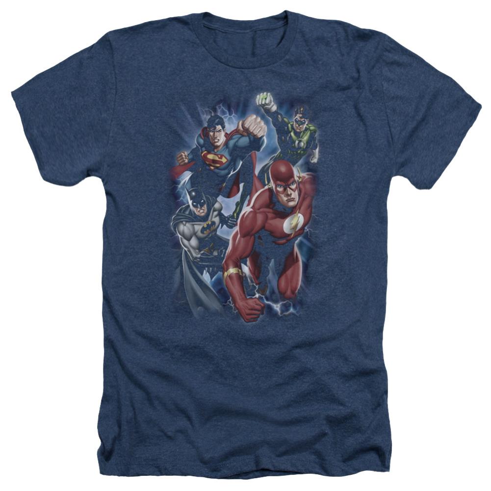 Justice League Of America Storm Chasers Men's 30/1 Heather 60 40 Poly Short-Sleeve T-Shirt