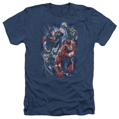 Justice League Of America Storm Chasers Men's 30/1 Heather 60 40 Poly Short-Sleeve T-Shirt