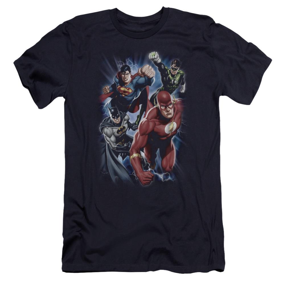 Justice League Of America Storm Chasers Men's Ultra-Soft 30/1 Cotton Slim Short-Sleeve T-Shirt