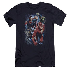Justice League Of America Storm Chasers Men's Ultra-Soft 30/1 Cotton Slim Short-Sleeve T-Shirt
