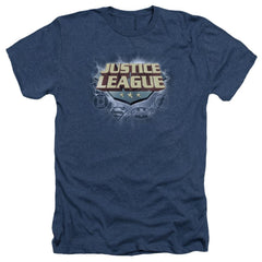 Justice League Of America Storm Logo Men's 30/1 Heather 60 40 Poly Short-Sleeve T-Shirt