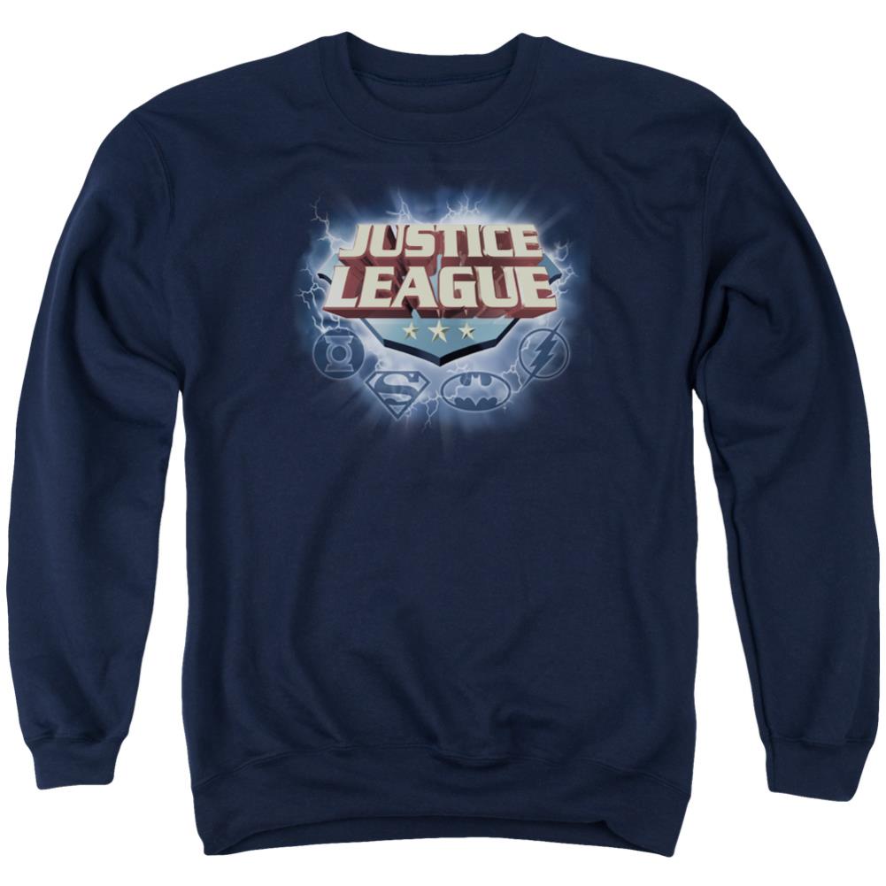 Justice League Of America Storm Logo Men's Crewneck 50 50 Poly Long-Sleeve T-Shirt