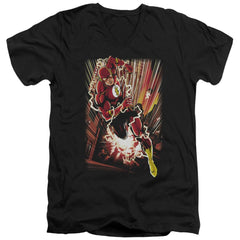 Justice League Of America Street Speed Men's 30/1 Cotton Slim V-Neck T-Shirt