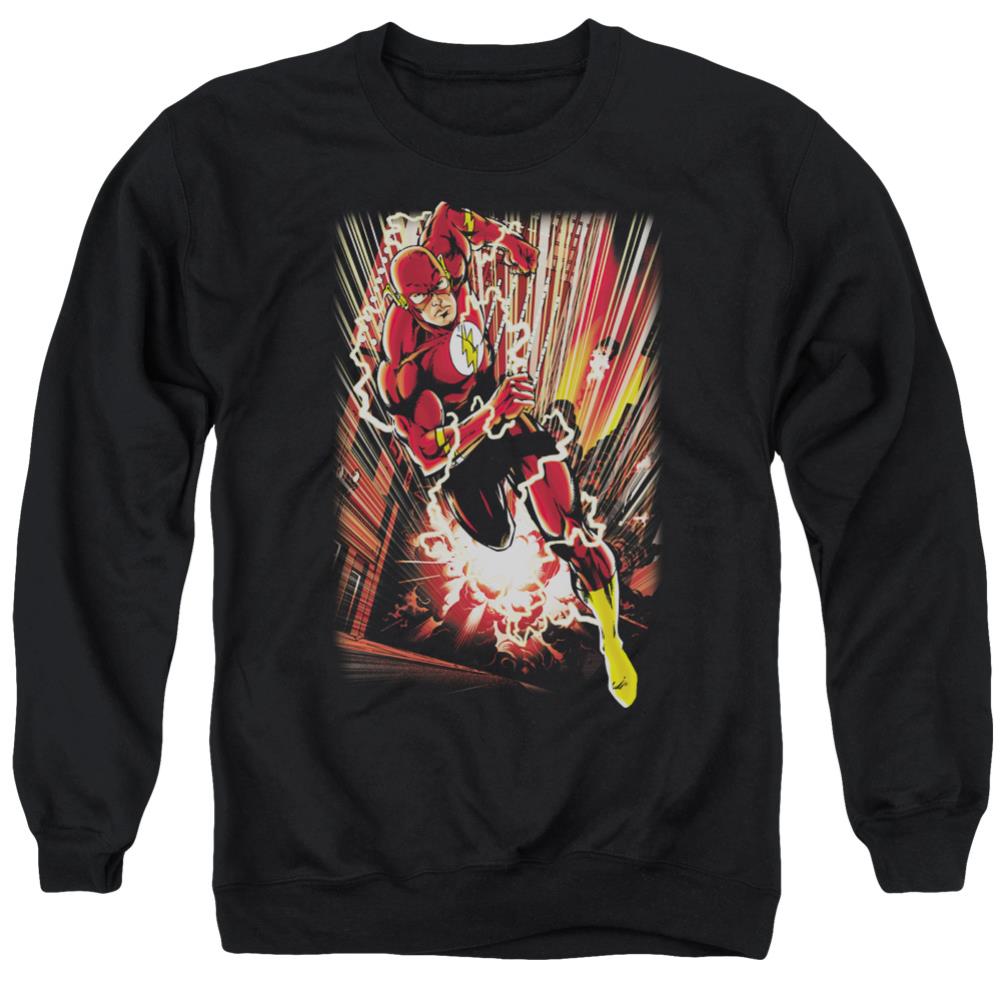 Justice League Of America Street Speed Men's Crewneck 50 50 Poly Long-Sleeve T-Shirt