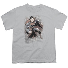 Justice League Of America Superman Bricks Youth 18/1 100% Cotton Short-Sleeve T-Shirt