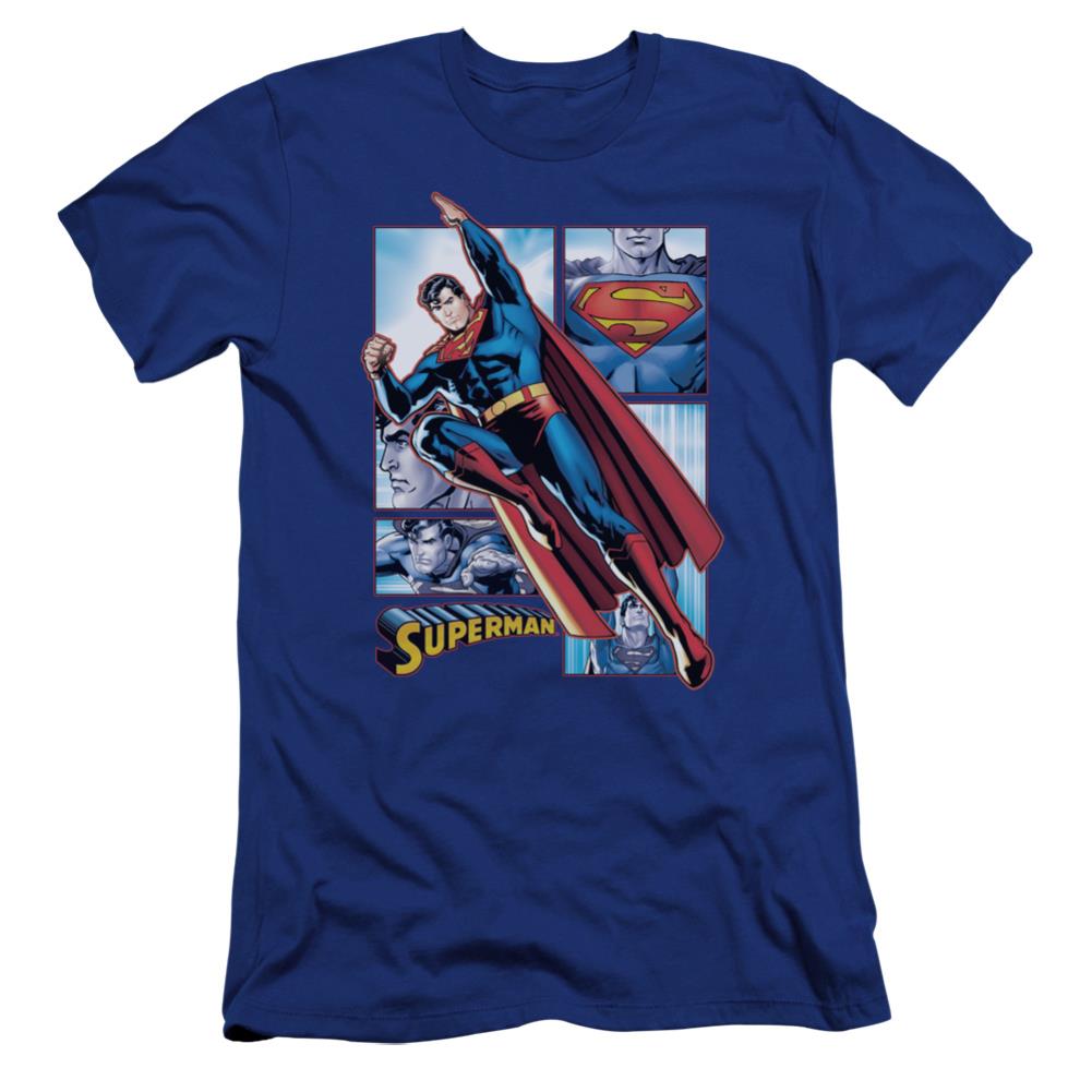 Justice League Of America Superman Panels Men's Ultra-Soft 30/1 Cotton Slim Short-Sleeve T-Shirt
