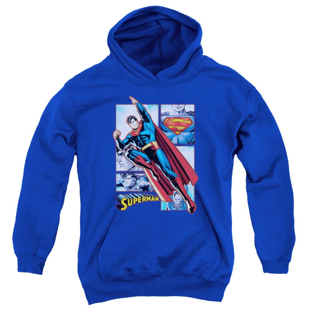 Justice League Of America Superman Panels Youth Cotton Poly Pull-Over Hoodie