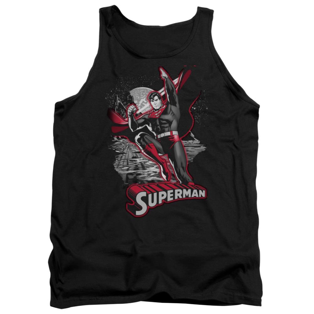 Justice League Of America Superman Red And Gray Men's 18/1 Cotton Tank Top