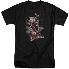 Justice League Of America Superman Red And Gray Men's 18/1 Tall Cotton Short-Sleeve T-Shirt