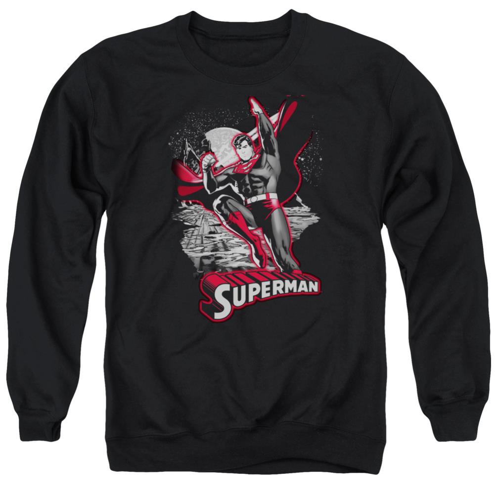 Justice League Of America Superman Red And Gray Men's Crewneck 50 50 Poly Long-Sleeve T-Shirt
